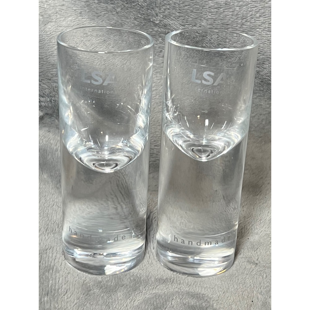 LSA International Handmade Vodka Shot Glasses Set 2 Modern Barware Clear Glass